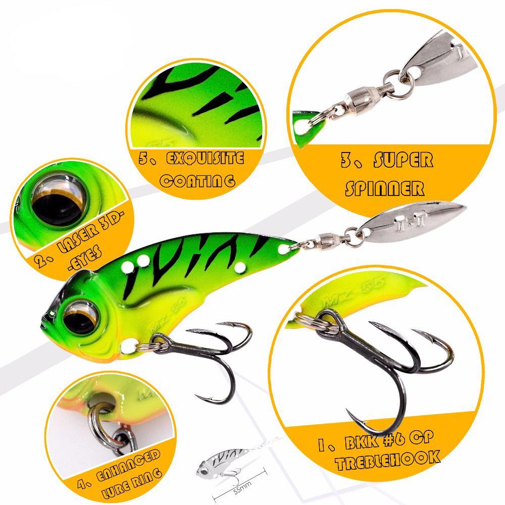Bass Sequin Spoon Metal Vibration Wobblers Crankbaits VIB Lure Metal Fishing Bait Treble Hook