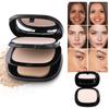 Matte Full Coverage Pressed Powder Foundation with Puff Applicator, 24H Fresh Wear Matte Weightless Finishing Powder Makeup