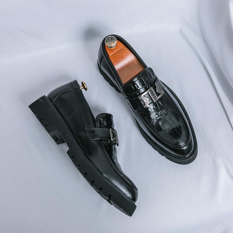 Fashion White Loafers Mens Party and Business Loafers Thick Soled Men Dress Platform Shoes Comfortable Slip-On Fashion New Casual Shoes
