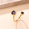 Red Zircon Heart Ring Women Gold Color Stainless Steel Minimalist Trendy Adjustable Open Rings Wedding Zircon Gift Wholesale