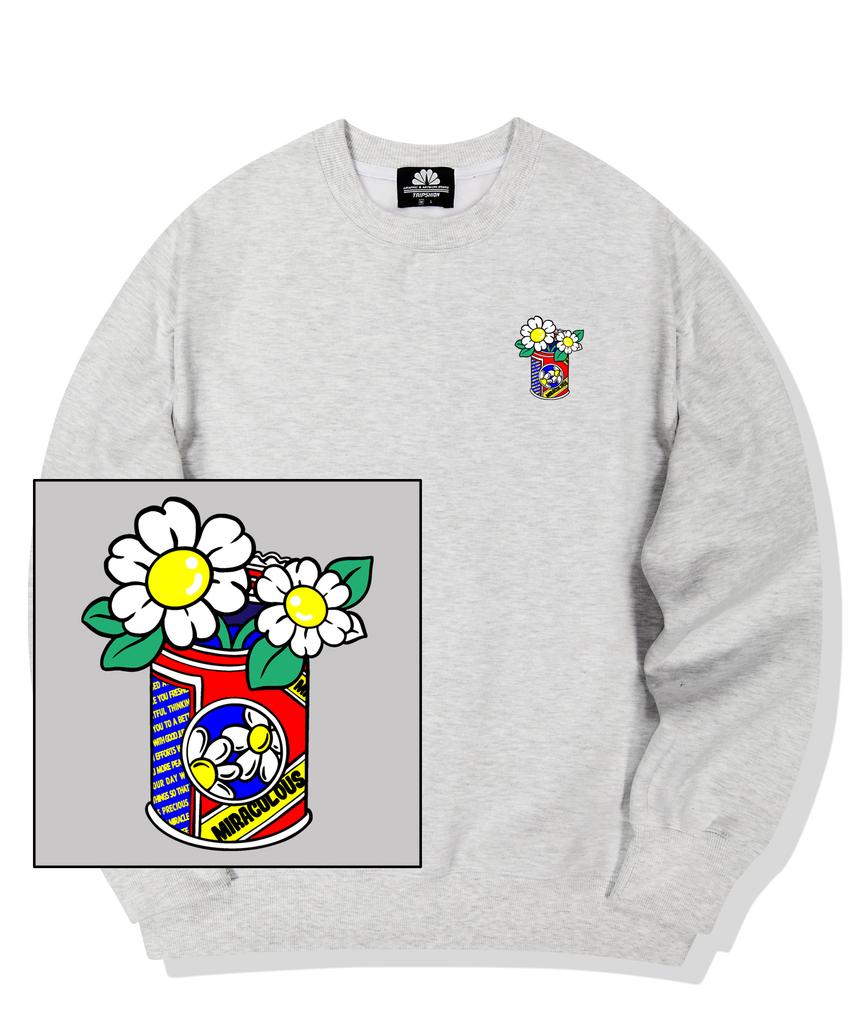 TRIPSHION Daisy Can Vase Logo Crew Neck - White