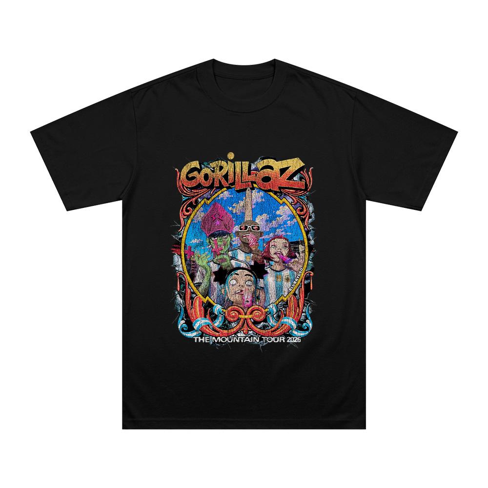 THE MOUNTAIN TOUR 2026 T Shirts Gorillazs Football World Cup Fashion High Street Streetwear Summer Unisex Pure Cotton Tees