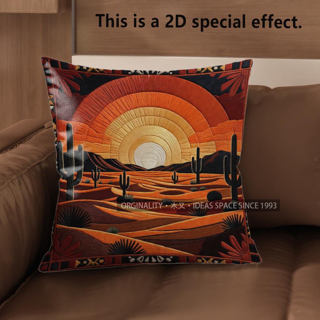 2D Southwestern Desert Sunset Throw Pillow Covers** Pattern Cushion Cover Suitable For Sofa Bedroom Car Pillow Cover