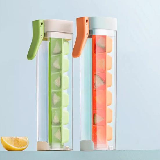 6 Grids Ice Tray with Lid And Bin Ice Cubes Molds Easy Release Compact Mini Ice Maker Trays Food Grade Ice Cube Tray for Whiskey Cocktail Juice