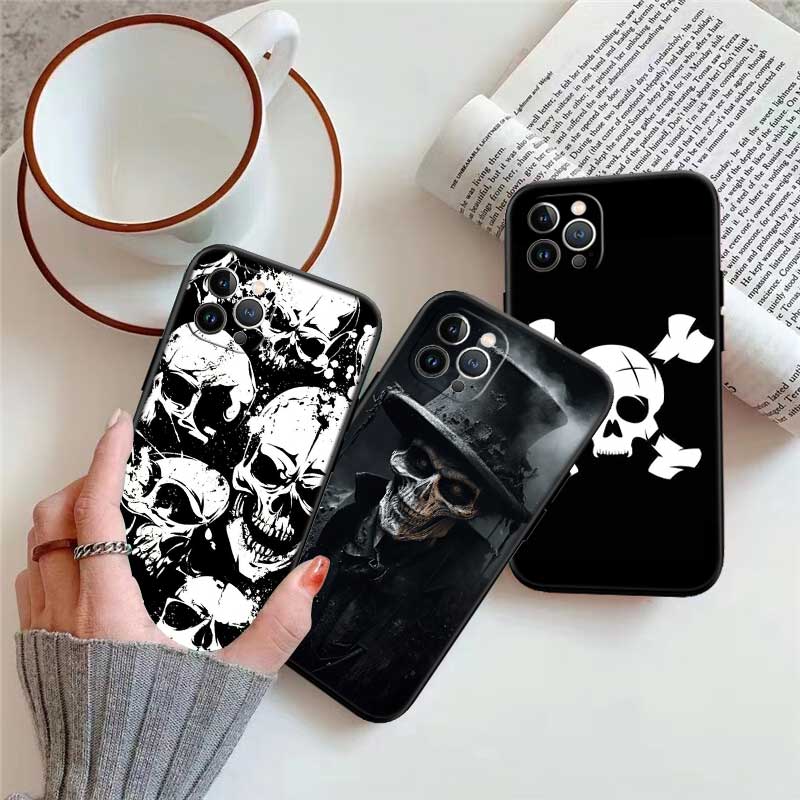 NH31 Horror Skeleton Skull New High-End Shell Phone Case for iPhone 16 15 14 13 12 Pro Max Plus Mini