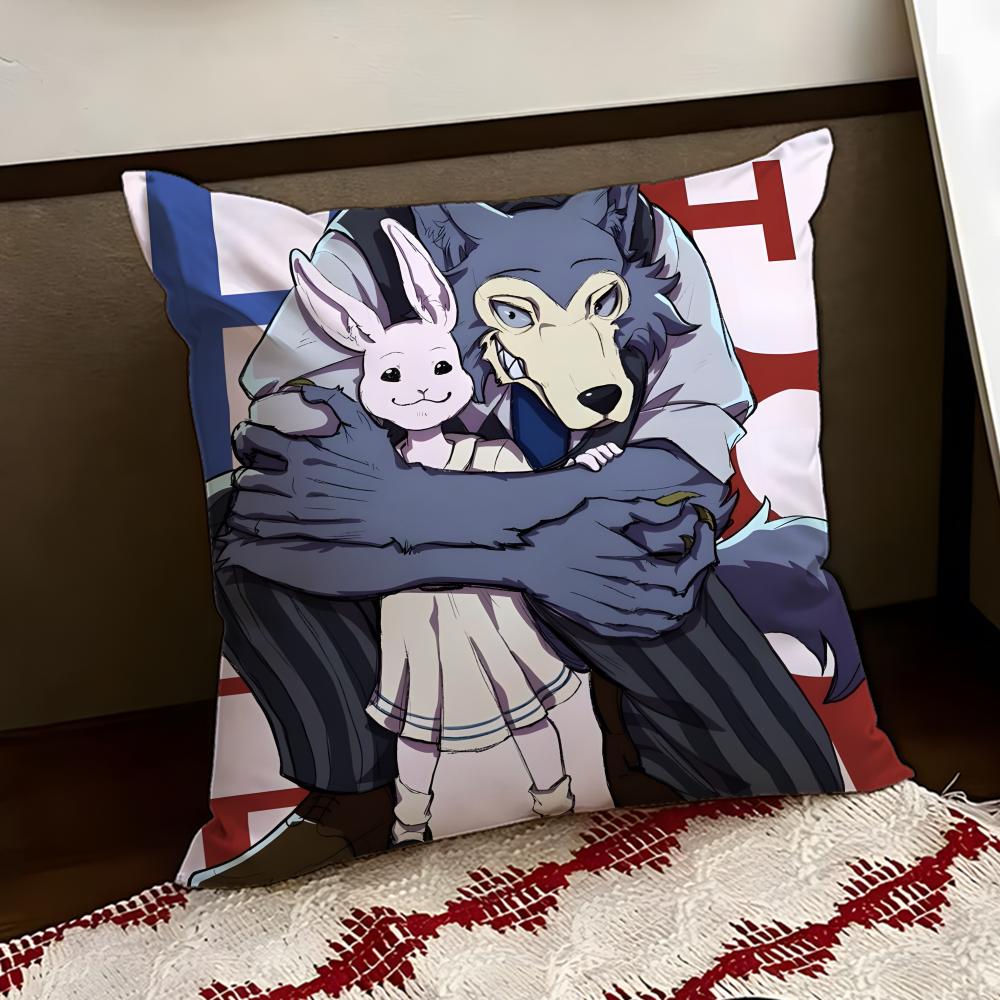 Cartoon BEASTARS Cushion Cover Reversible Soft Durable Pillow Cover Home Car MultiScene Use for Daily Comfort