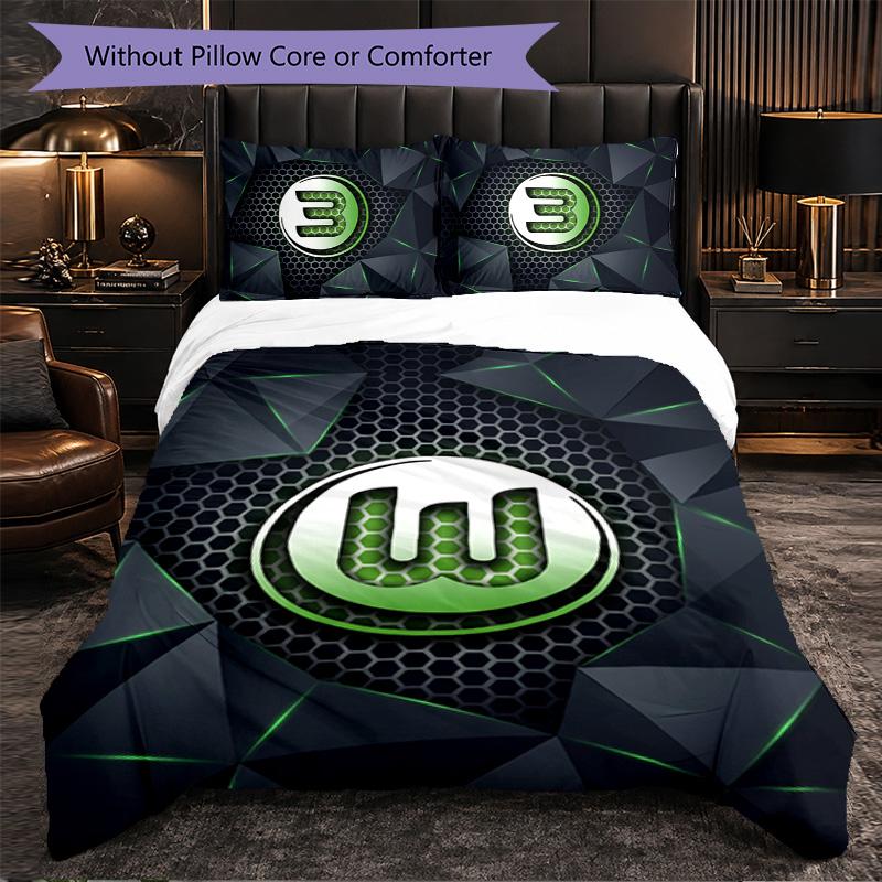 VfL Wolfsburg FC Themed Bedding 3Pcs Duvet Cover Set Decorative Bed Linen For Teen Room Home Decoration