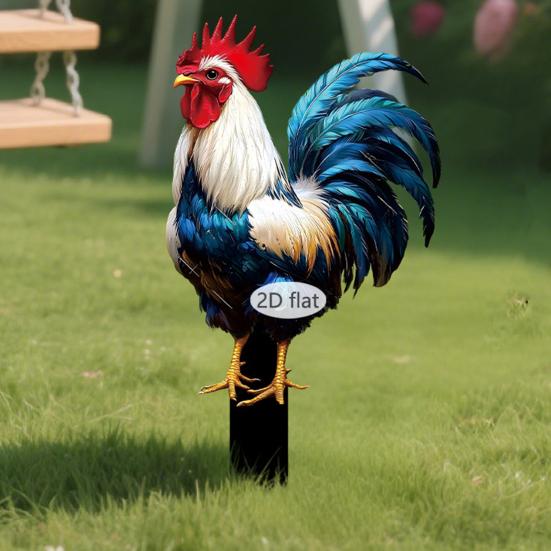 Anatra carina da paletto per giardino, Decorazione gallo in acrilico 2D, Paletto decorativo per giardino in stile rustico, Segno di benvenuto anatra per esterni per prato e aiuola