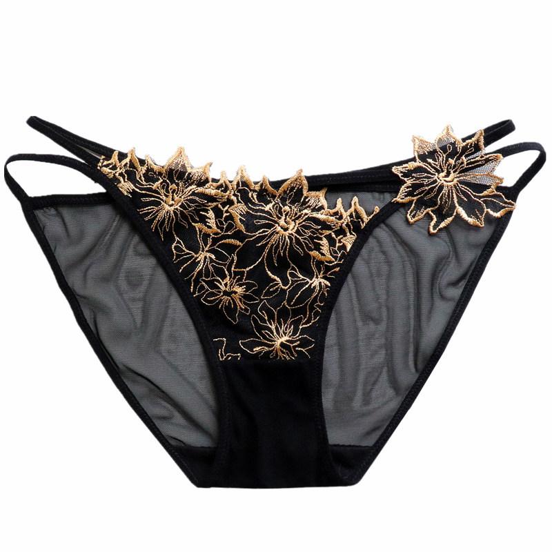 Women's Underwear Embroidered Hollow Lace Sexy Panties Women's Mesh Low-rise Briefs for Women