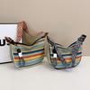 New Rainbow Straw Bag Women's Fashion Underarm Shoulder Bag Versatile Large Capacity Commuter Bag