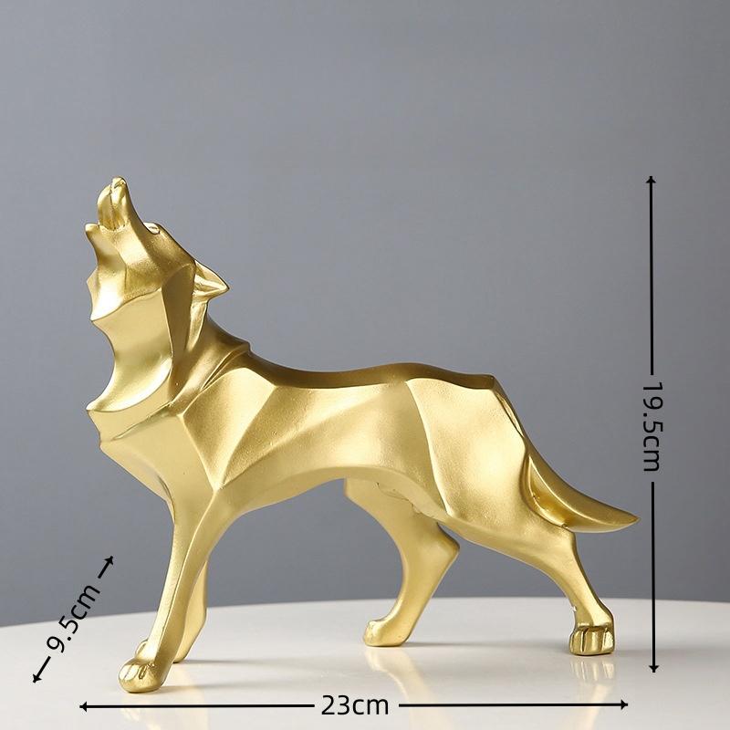 Geometric Art Growl Wolf Statue Resin Animal Figurine Crafts Home Living Room Desktop Office Bookshelf Decor Sculpture Ornaments