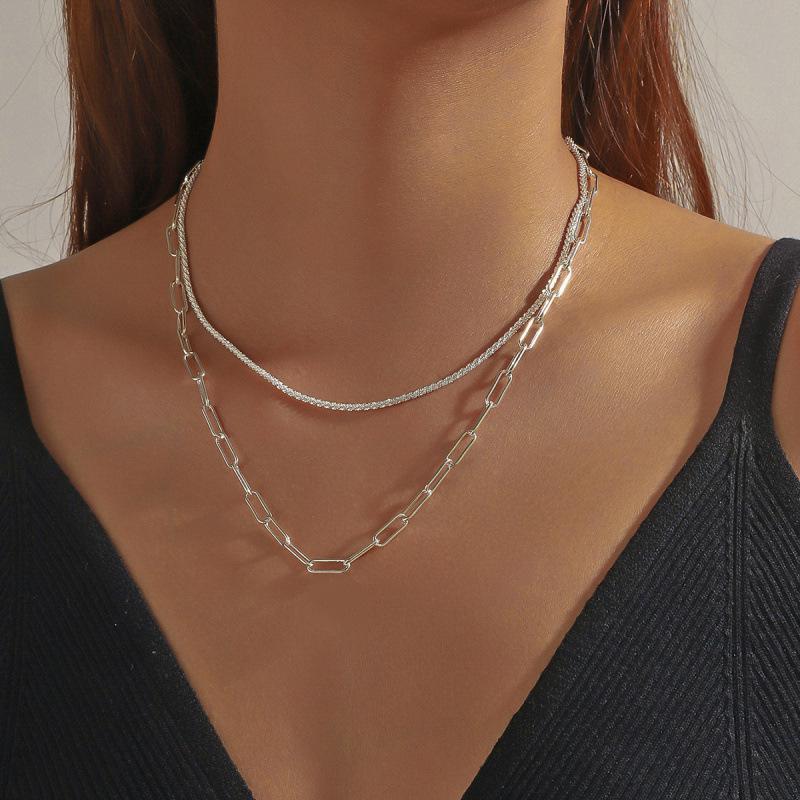 European & American Fashion Double-Layer Hip Hop Starry Sky Necklace Set