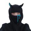Casquette d'Halloween tricotée avec oreilles de lapin, coupe-vent, accessoire de fête, garde au chaud, ajustement régulier, chapeau en corne imprimé floral pour le sport de plein air