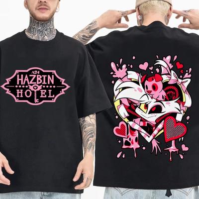 2026 New Hazbin Hotel Angel Dust Breathable T-shirt Man Woman Short Sleeve O-neck Casual Pure Cotton  Summer Comfort Shirt Gift