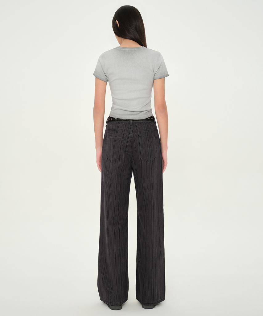 MUSINSA STANDARD WOMAN Women'S Vertical Stripe Wide Pants [Dark Gray]