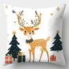 Home Decor Festive Christmas Car, Deer & Snowman Pillows Pattern Cushion Cover Suitable For Sofa Bedroom Car Pillow Cover