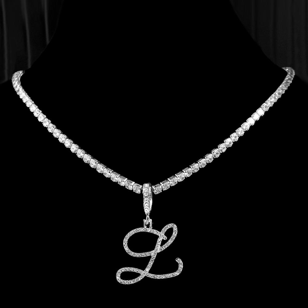 Nouvelle Chaîne Lettres Cursive Zircon Cubique Collier Nom Initial Bijoux Hip Hop Couleur Or Argent Pendentifs Alphabet CZ 26 Colliers
