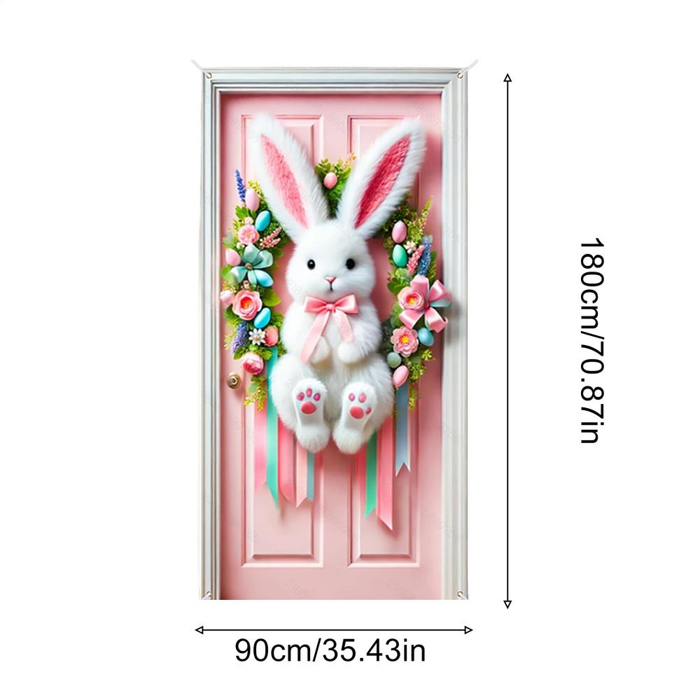 Easter Bunny Egg Door Cover Cute Happy Spring Home Decor Easter Door Decorations for Thanksgiving Birthday Party Offices Home