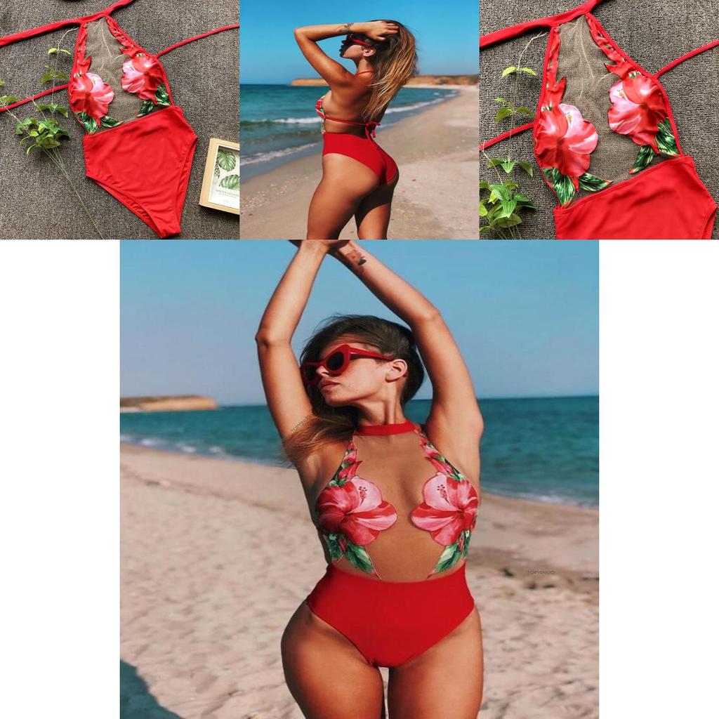 Stylish Women's One Piece Beach Swimsuit Swimwear Bathing Monokini Padded Bikini Flower For Effortless Summer Elegance