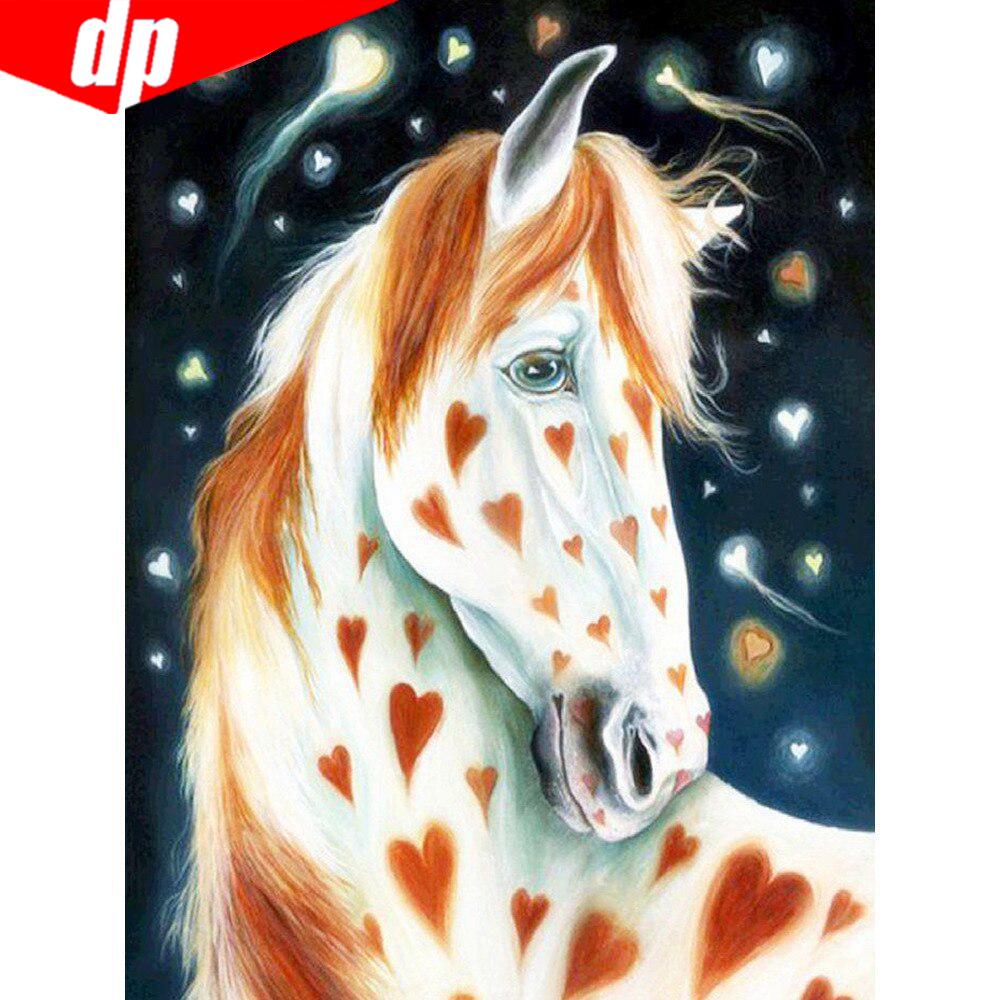 Peintures de diamant cheval, perceuse complète, mosaïque de diamant rond, Animal, broderie 5d à faire soi-même