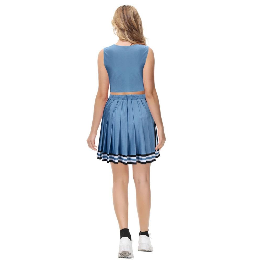 Olivia Cheerleader Uniform Prinzessin Oberteil Rock Blau Weiß Cheerleading Outfits Halloween Party Kostüm Für High School Mädchen