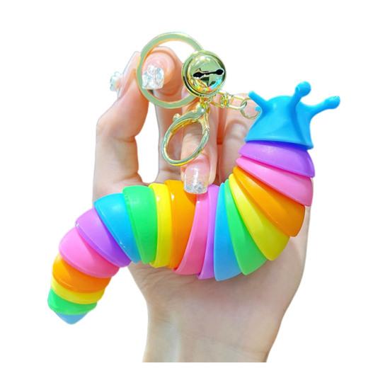 Yousheng Keychain Pendant Stress Relief Squeeze Toy 3D Slug Fidget Spinner Anxiety Reduction Flexible Sensory Key Chain