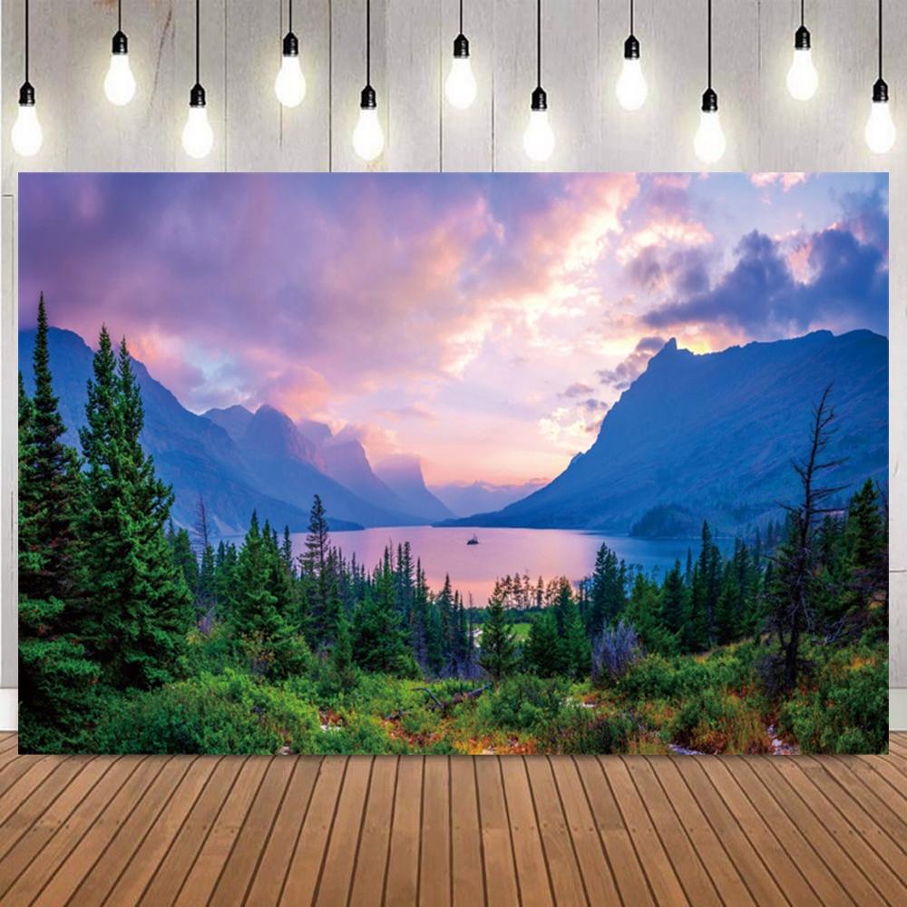 Alpine Lake Mountain Scenery Photo Backdrop Seaside Natural Landscape Photography Background for Portrait Shooting Home Decor9