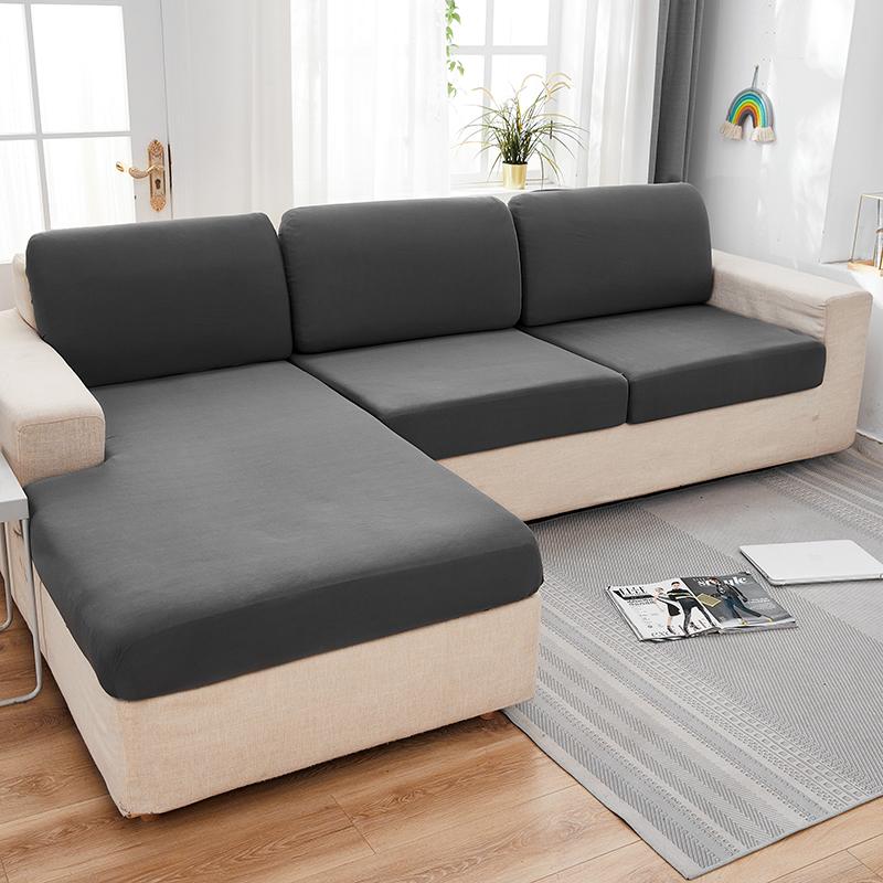 Solid Color Sofa Cushion Covers For Living Room Elastic Sofa Seat Cover Corner Couch Cover Slipcover Chair Protector