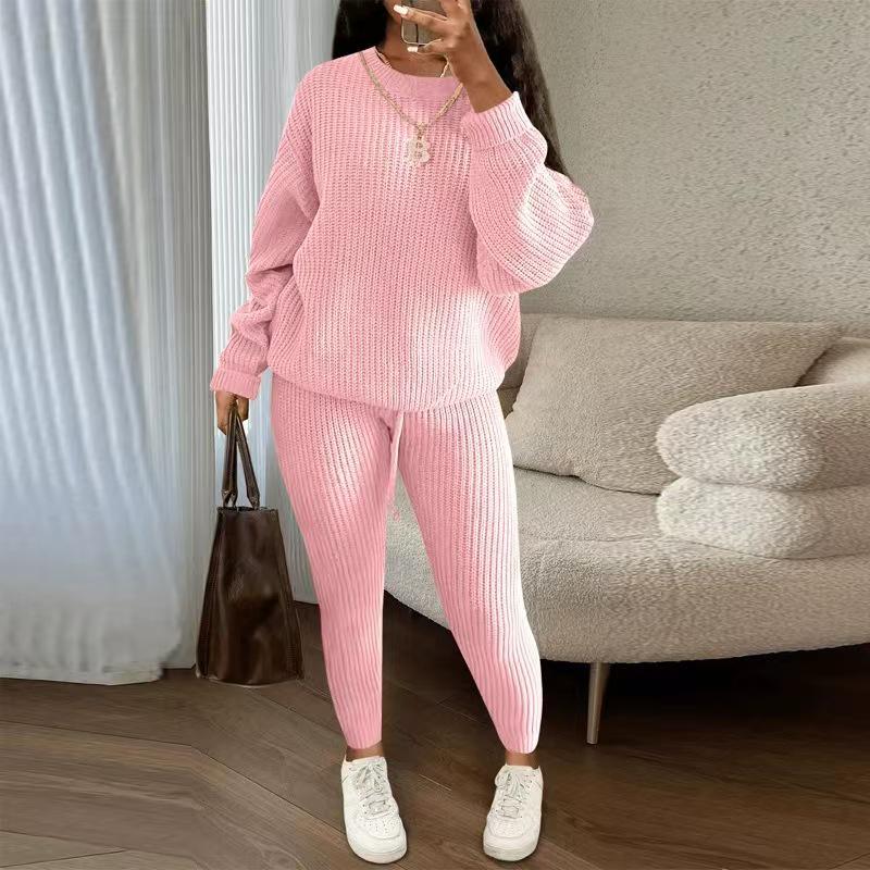 European & American Fashion Knitwear: Women's Soft & Fluffy Sweater and Pants Set for Autumn & Winter