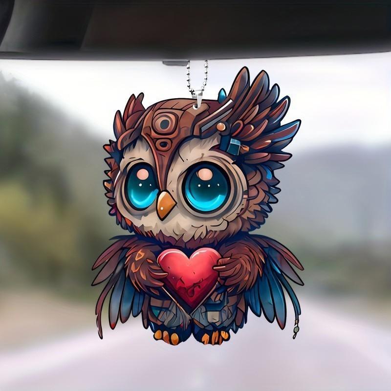 Colorful Acrylic Cartoon Woodpecker Car Mirror Hanging Decor Perfect For Interior Styling