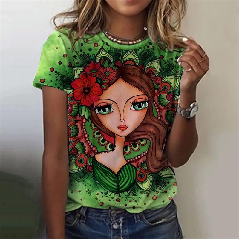 T-shirt 3D Imprimé Drôle Abstrait Pour Femmes T-shirts Colorés Motif Visage Été Décontracté Manches Courtes Col Rond Hauts T-shirts Amples