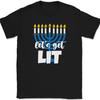 Lets Get Lit Menorah T-Shirt Funny Hanukkah Holiday Hebrew Jewish Tee