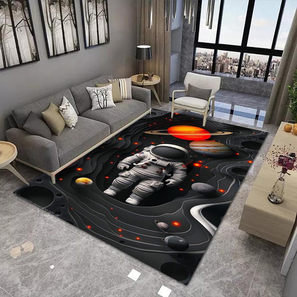 Visual Stereoscopic Astronaut Printed Carpet Space Planet Pattern Room Living Room Large Area Rug Aviation Enthusiasts Gifts