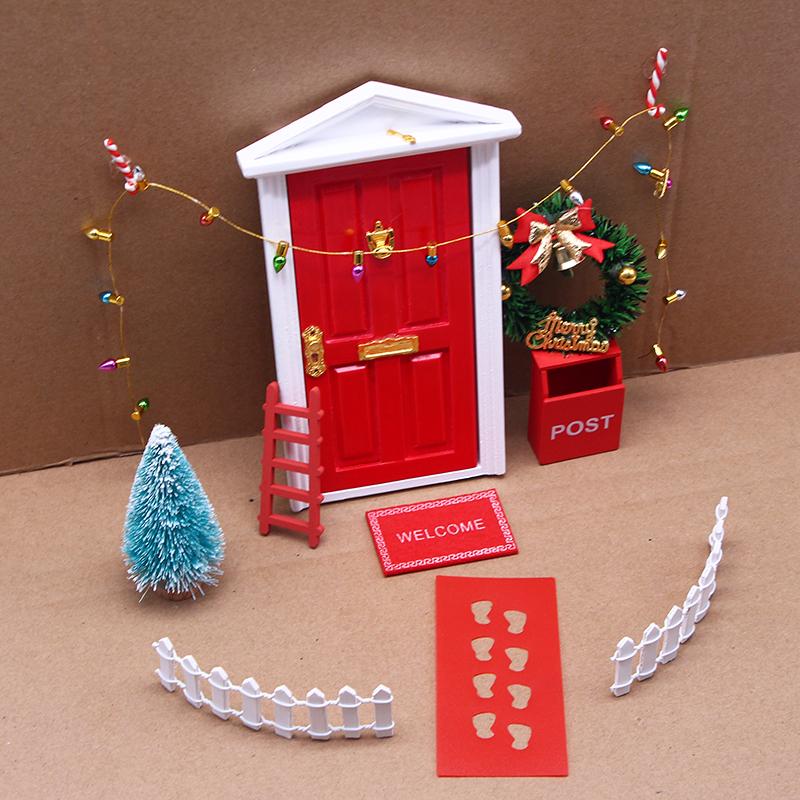 Mini Wooden Elf Door Miniature Simulation Furniture Model Fairy Door Kids Garden Scenes Decoration Dollhouse Diy Accessories