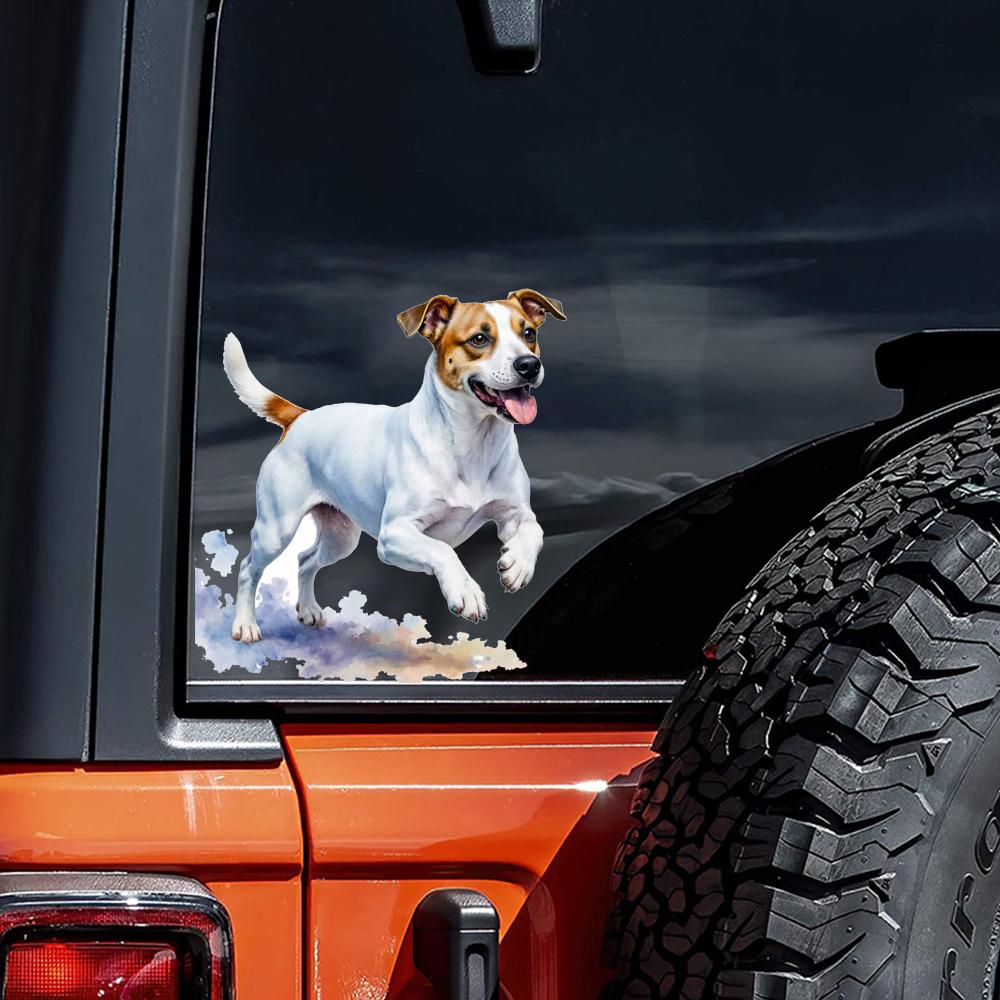 QT2430#15cm White & Brown Jack Russell Terrier with Expressive Eyes & Tongue Out Car Sticker for Laptop, Truck,Motorcycle, Window
