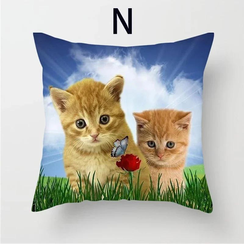 Cushion Cover Cute Cat Pattern Square Pillowcase Zipper  Birthday Gift Sofa  Home Hotel Decoration 45*45cm