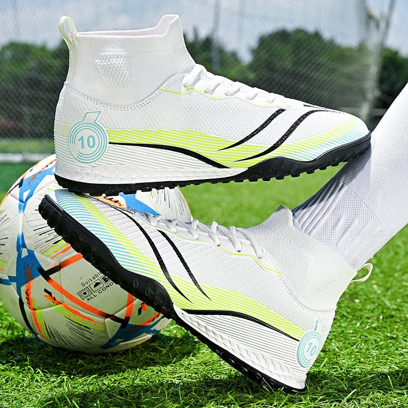 Herren High Top Elastischer Sockenmund Fußballschuhe Gummi Weiche Sohle Kurze Stollen Jugend Jungen Fußballschuhe
