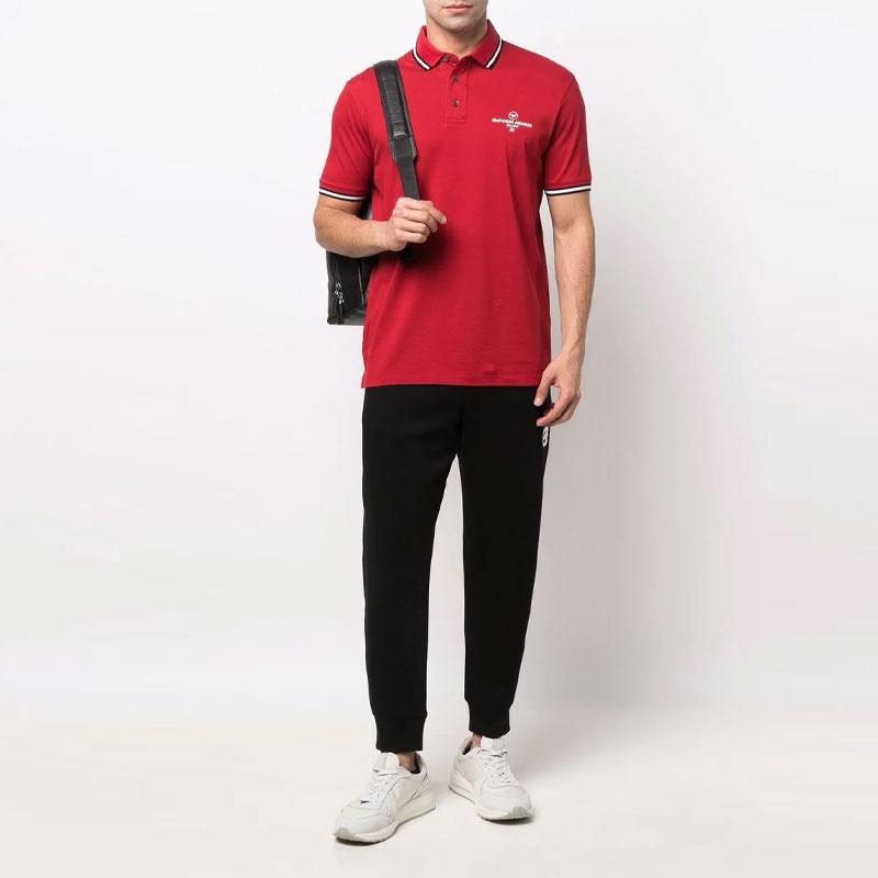 Emporio Armani Ss22 Solid Color Printed Short Sleeve Polo Shirt Men Tops Red 3L1FAG-1JTKZ-0357