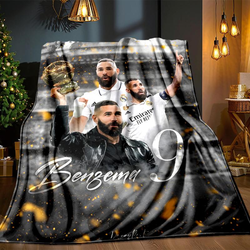 Real Madrid Karim Forever Decke Leicht Ideal Bettdecke Perfekt für Reisen, Camping, Wohnzimmer, Büros, Sofas, Fan Weihnachtsgeschenk