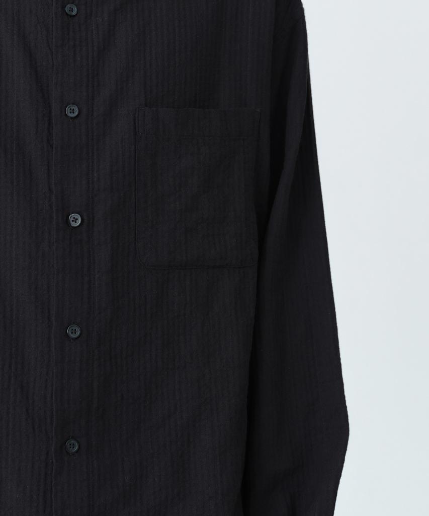 MUSINSA STANDARD Relaxed Crinkle Herringbone Shirt [Black]