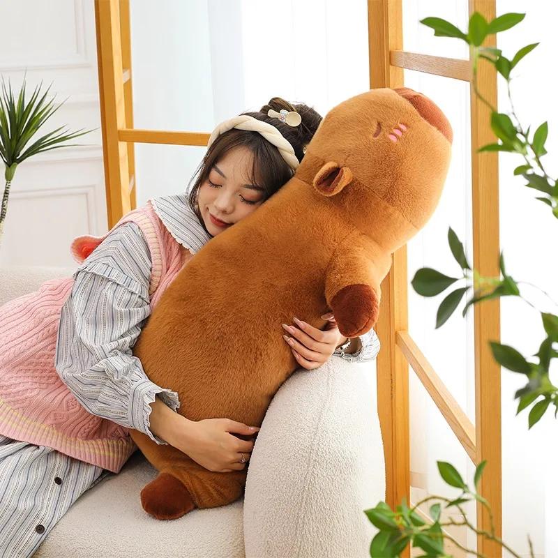 100cm Cartoon Anime Capybara Plush Toy Kawaii Lifelike Simulation Animal Plush Soft Stuffed Doll Big Size Cute Pillow Girls Gift