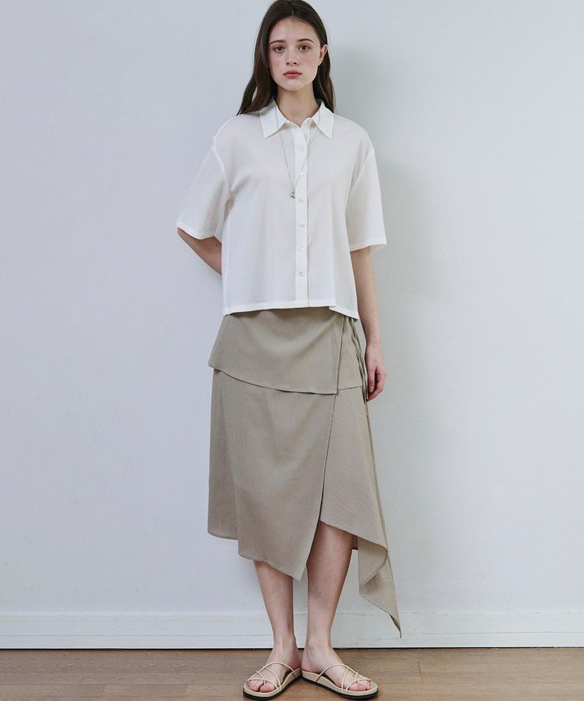 MALOUPE 4213 Crinkle Short Sleeve Shirt (Cream)
