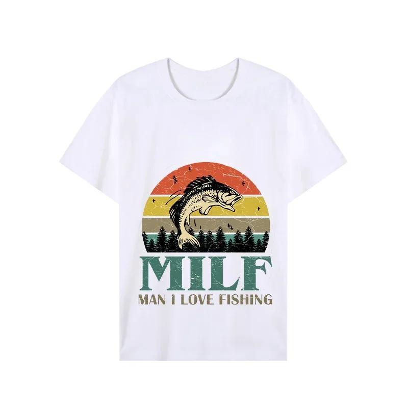 Oversized Tshirt Summer Men Milf Man I Love Fishing Print Tees Hip Hop Short Sleeve Harajuku Shirts Milf Fishing Tshirt Male Tee