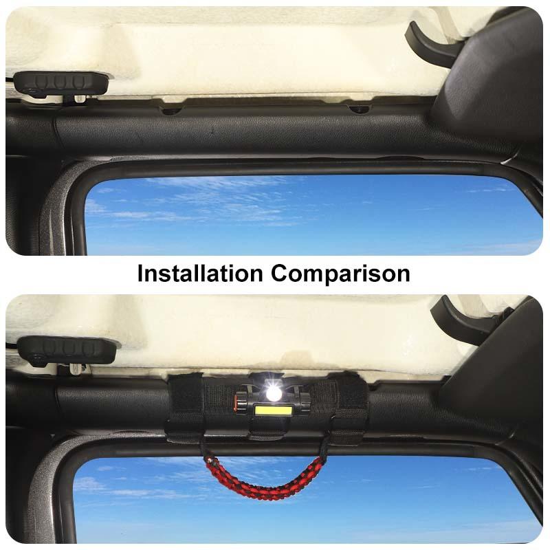 Car Umbrella Rope Roof Top Handle With Light For Jeep Wrangler JL/ Gladiator JT JK 2007-2024