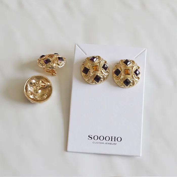 _DD62 Antique Round Bold Earrings & Clip-ons