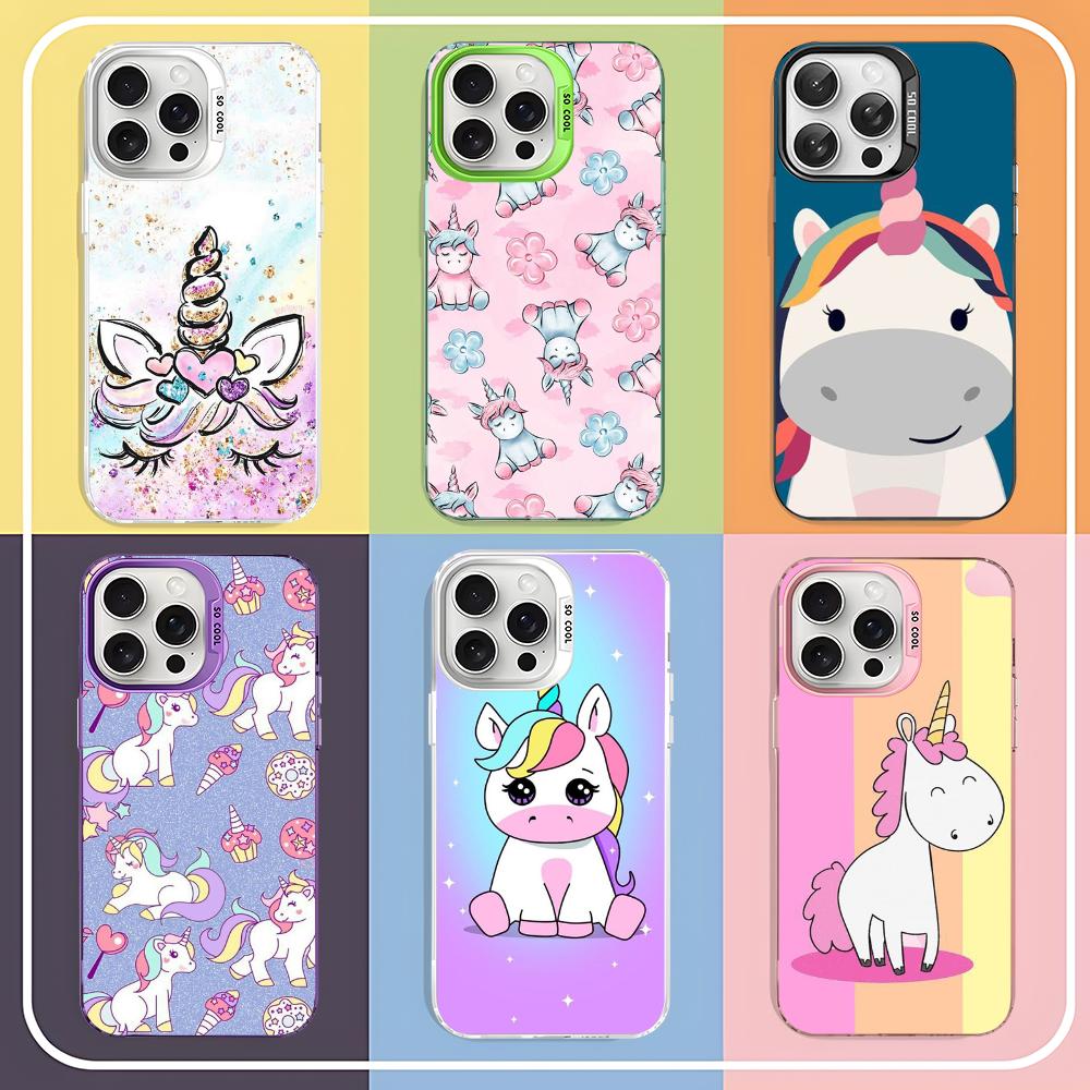 Unicorn cartoon Phone Case For iPhone 16 15 14 13 12 11 Pro Max X XR XSMAX 8 7 Plus Matte Shockproof Back Cover