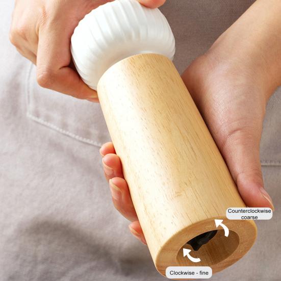 Wooden Pepper Grinder Manual Salt And Pepper Mill Adjustable Coarse-grained Grinder Refillable Salt Mill with Ceramic Lid for Salt Pepper