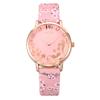 Women Fashion Embossed Flowers Small Fresh Printed Belt Student Quartz Watch