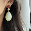 Retro Hong Kong Style Palace Style Vintage Vintage Geometric Polygonal Water Drop Pendant Earrings