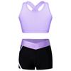 Kids Girls 2 Piece Dance Outfits Crop Top with Booty Shorts Activewear Set Gymnastics Leotard Dancewear